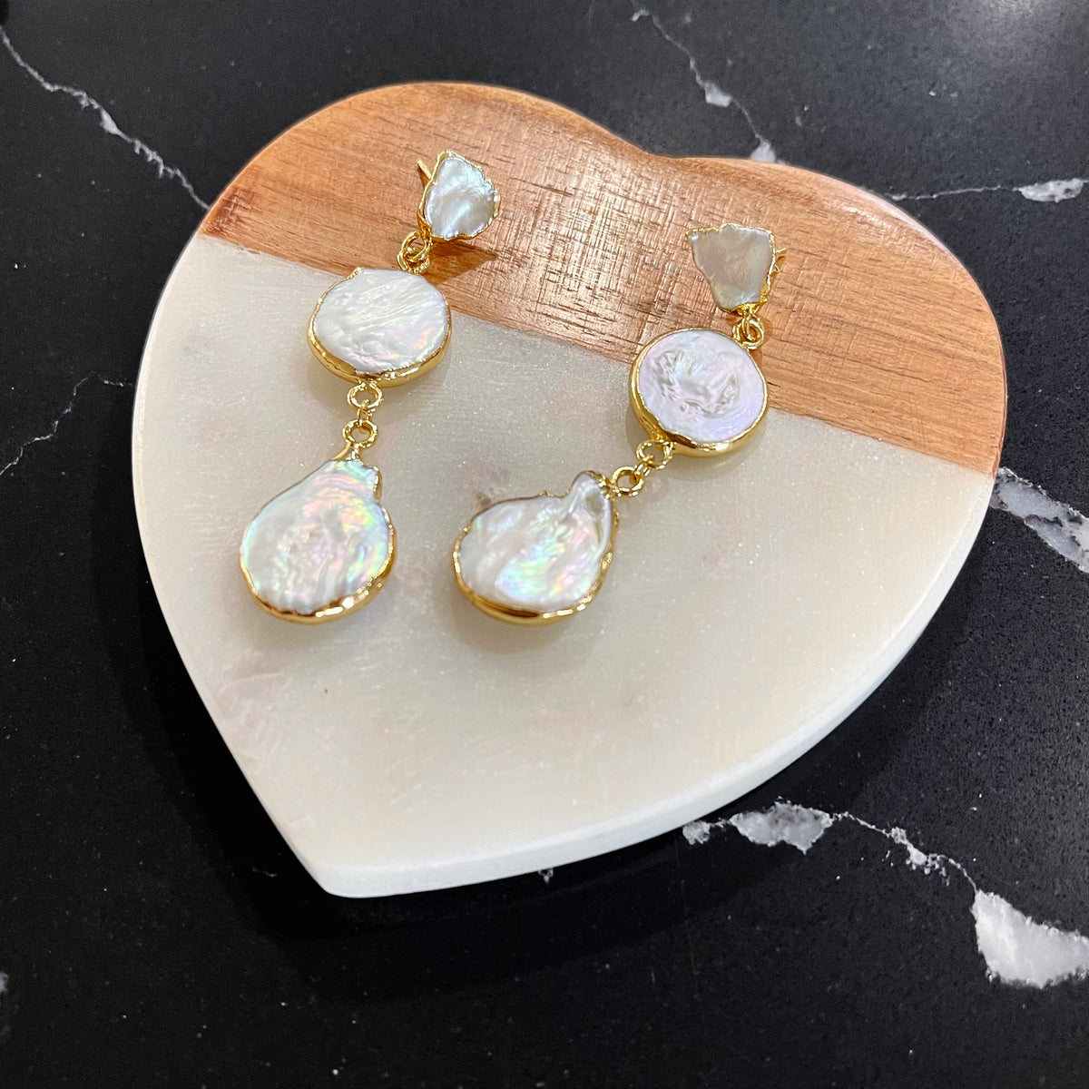 Triple Fresh Water Pearl Drop Earrings - Gold – Omen Bazaar