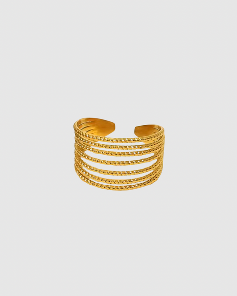 Hammered Layered Ring - Gold