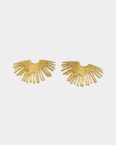 Fan Earrings - Large - Gold