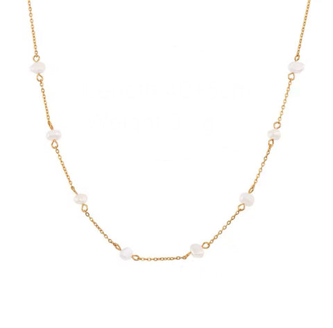 Tiny Pearls Necklace - Gold