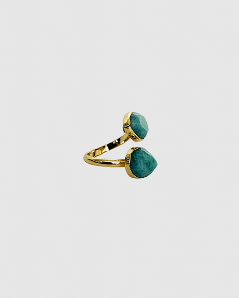 Amazonite Ring - Adjustable - Gold