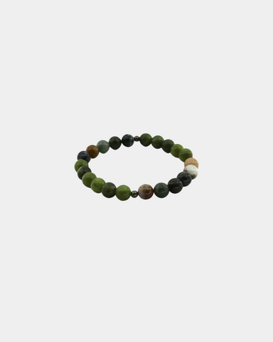 Ultimate Healing - Green Jasper, Indian Agate, Pyrite - Gemstone Bracelet