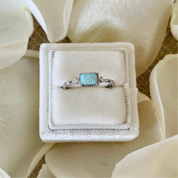 Blue Opal Ring - 925 Sterling Silver