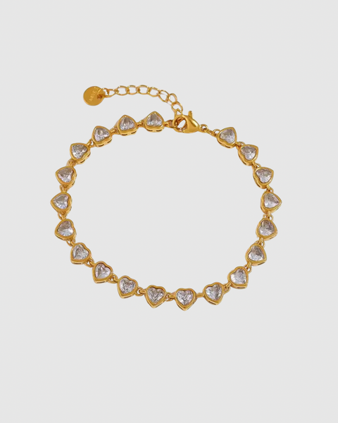 Crystal Hearts Bracelet - Gold