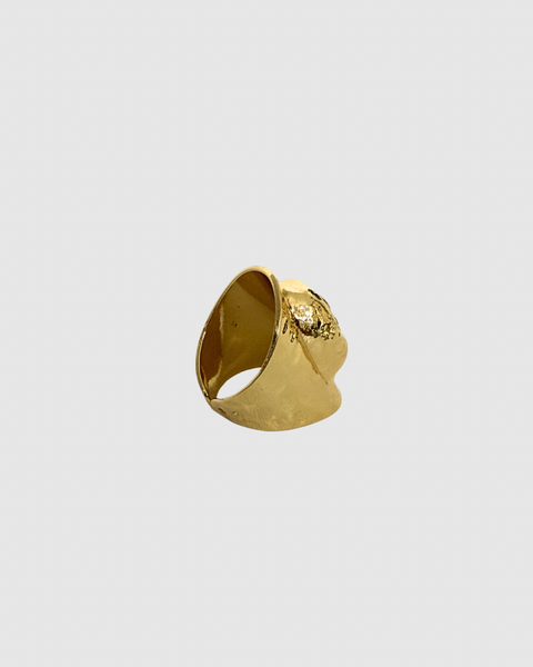 Cross Pearl Ring - Adjustable - Gold