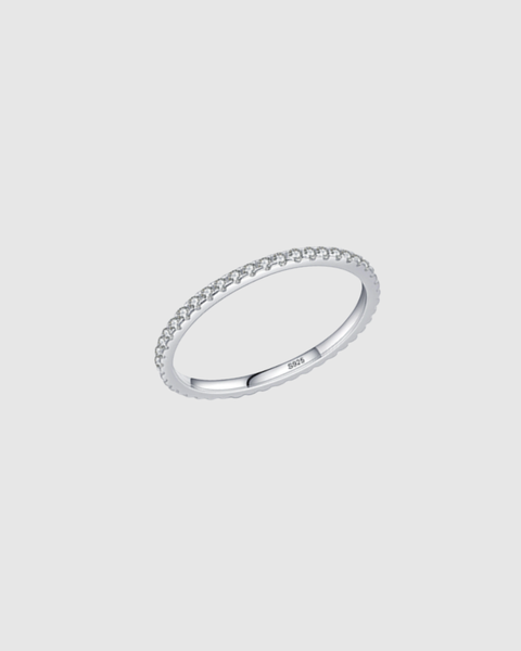 Crystal Eternity Band Ring - 925 Sterling Silver