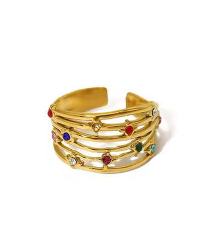 Colorful Layered Ring - Gold
