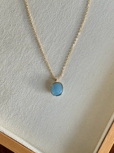 Minimal Aquamarine Necklace - Gold