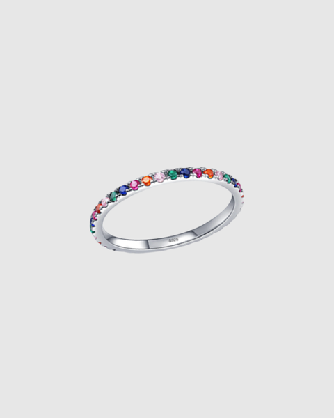 Colorful Eternity Band Ring - 925 Sterling Silver