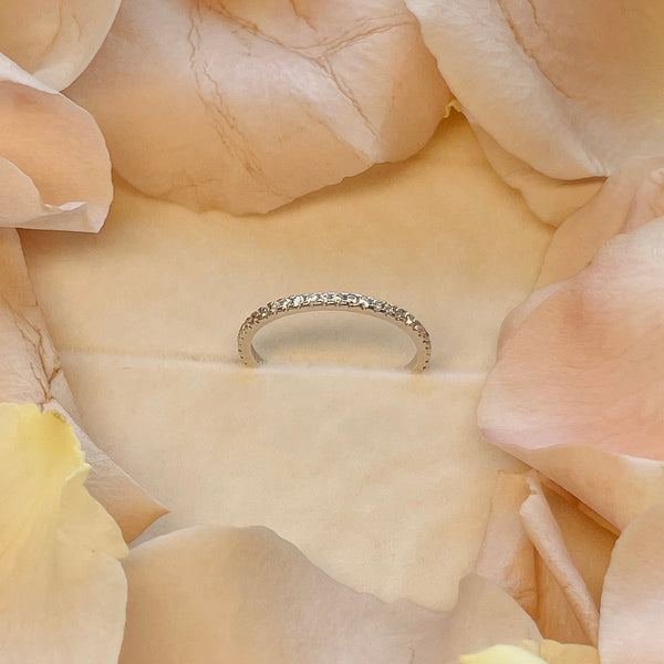 Crystal Eternity Band Ring - 925 Sterling Silver