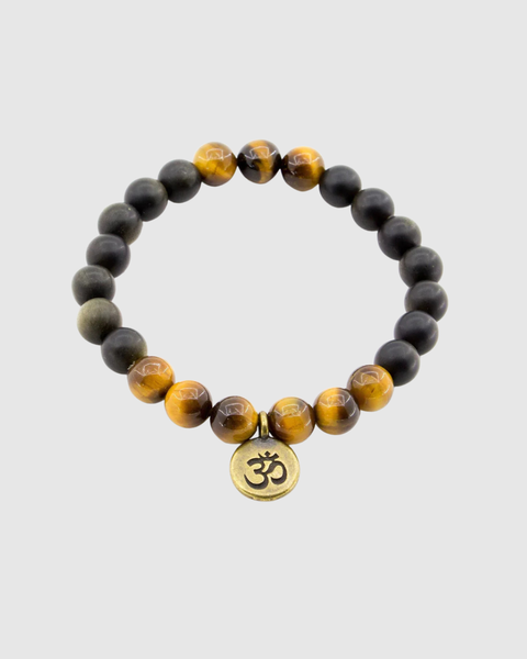 Manifestation - Tiger's Eye, Obsidian, OM Symbol - Gemstone Bracelet