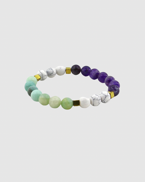 Spiritual Enlightenment - Howlite, Amazonite, Amethyst, Hematite - Gemstone Bracelet