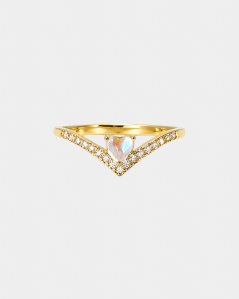 Aura Quartz V Ring in Gold - 925 Sterling Silver