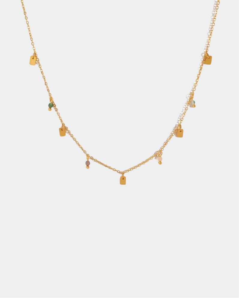 Indian Agate Boho Necklace - Gold