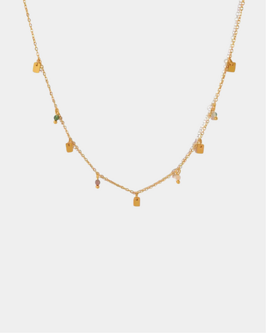 Indian Agate Boho Necklace - Gold