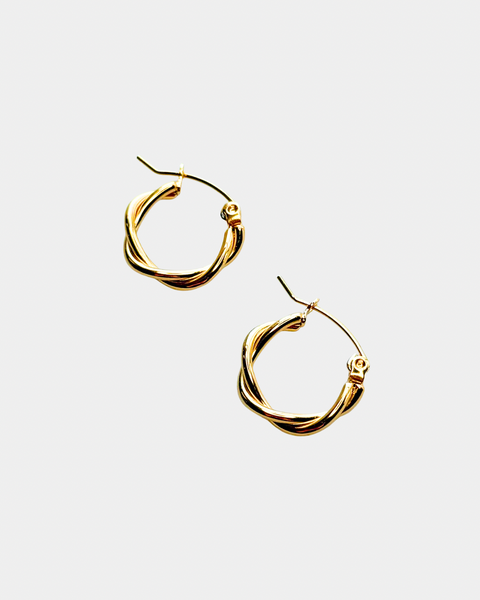 Mini Twisted Hoop Earrings - Gold