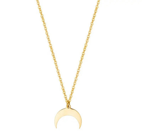 Tiny Crescent Moon Necklace - Gold