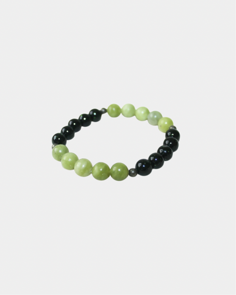 No Worries - Green Jasper, Green Goldstone, Pyrite - Gemstone Bracelet