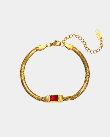 Red Crystal Bracelet - Gold