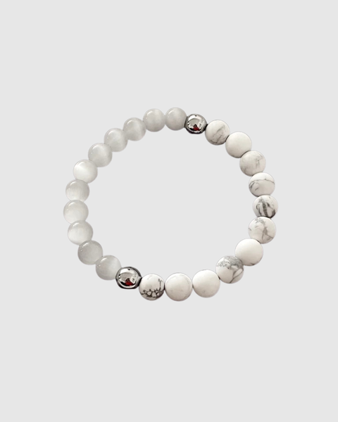 Patience  - Howlite, Moonstone, Hematite - Gemstone Bracelet