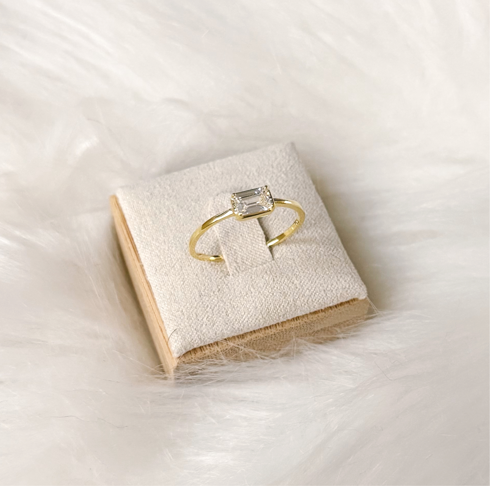 Baguette Crystal Ring in Gold - 925 Sterling Silver