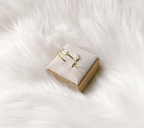 Baguette Crystal Ring in Gold - 925 Sterling Silver