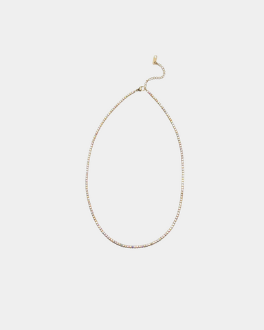 Shiny Rhinestone Necklace - Gold Plated