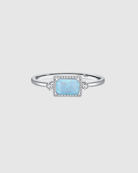 Blue Opal Ring - 925 Sterling Silver - Gold & Silver