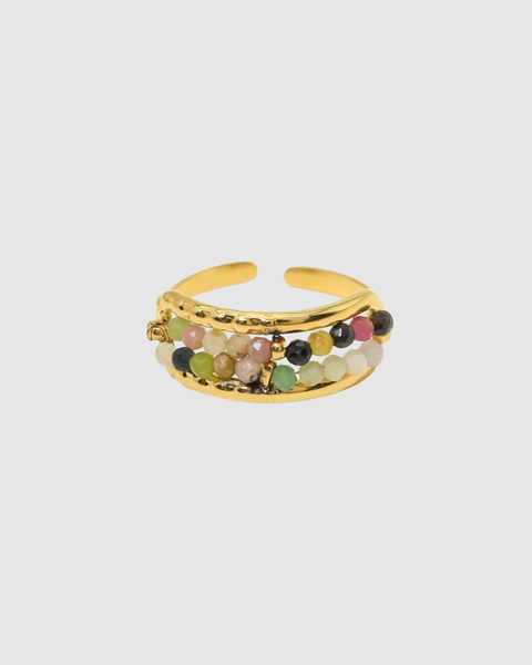 Tiny Indian Agate Gems Ring - Gold