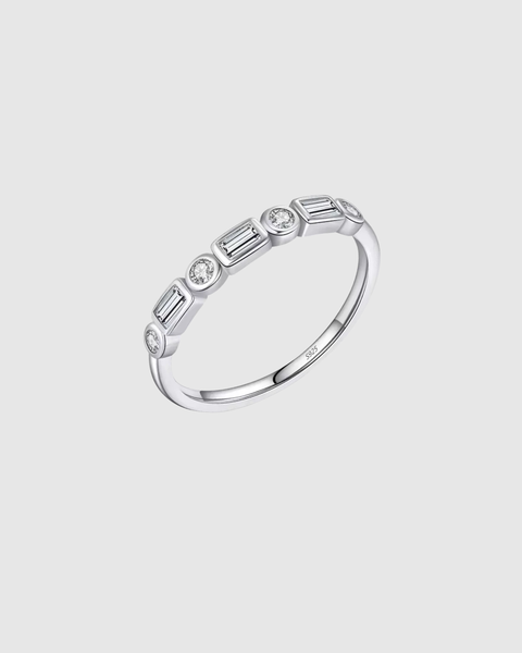 Minimalist Art Deco Ring - 925 Sterling Silver - Gold & Silver