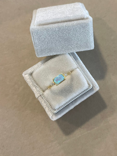 Blue Opal Ring in Gold - 925 Sterling Silver