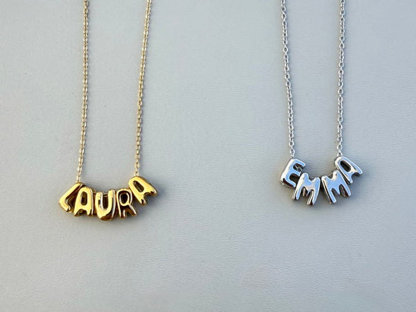Bubble Custom Name Necklace - Gold & Silver