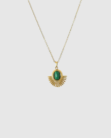 Malachite Sun Necklace - Gold