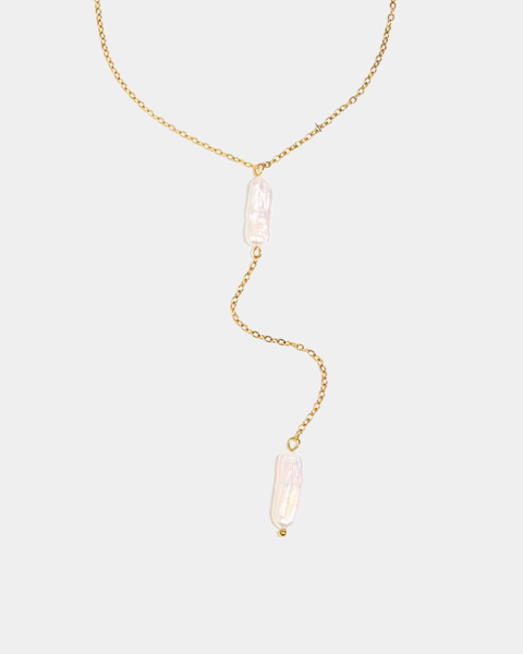 Fresh Water Pearls Drop Necklace - Gold