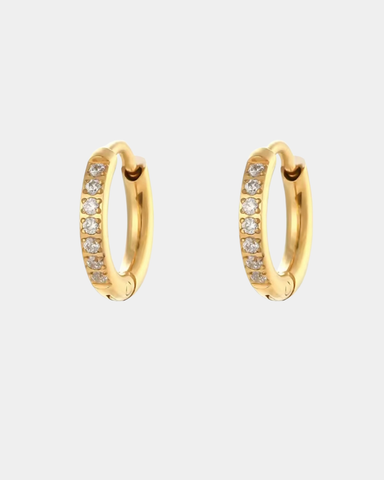 Crystal Hoop Earrings - Gold