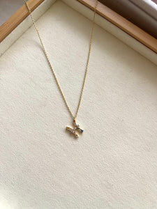 Zodiac Sign Necklace with Colorful Crystals - Pisces - 18K Gold