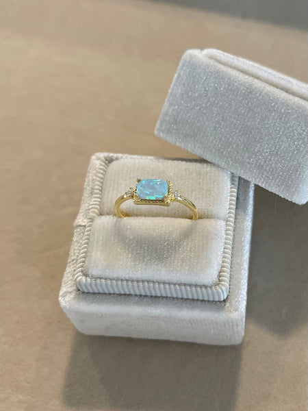 Blue Opal Ring in Gold - 925 Sterling Silver