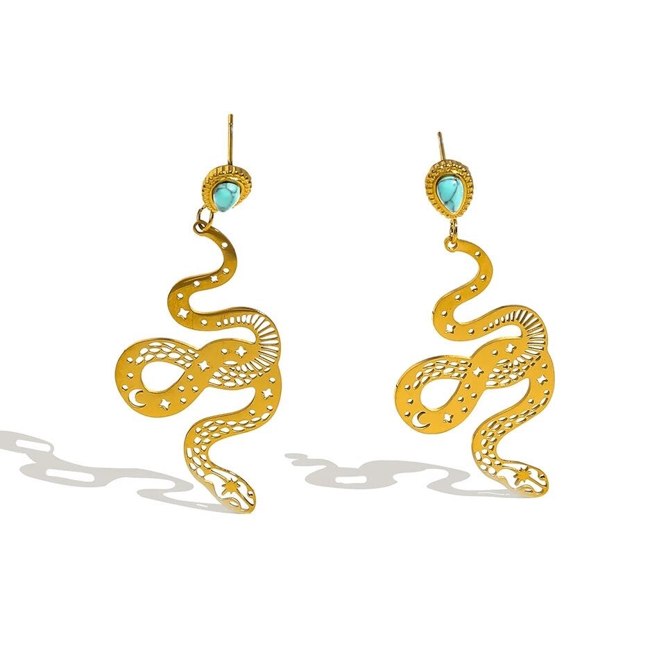 Medusa Drop Earrings - Gold