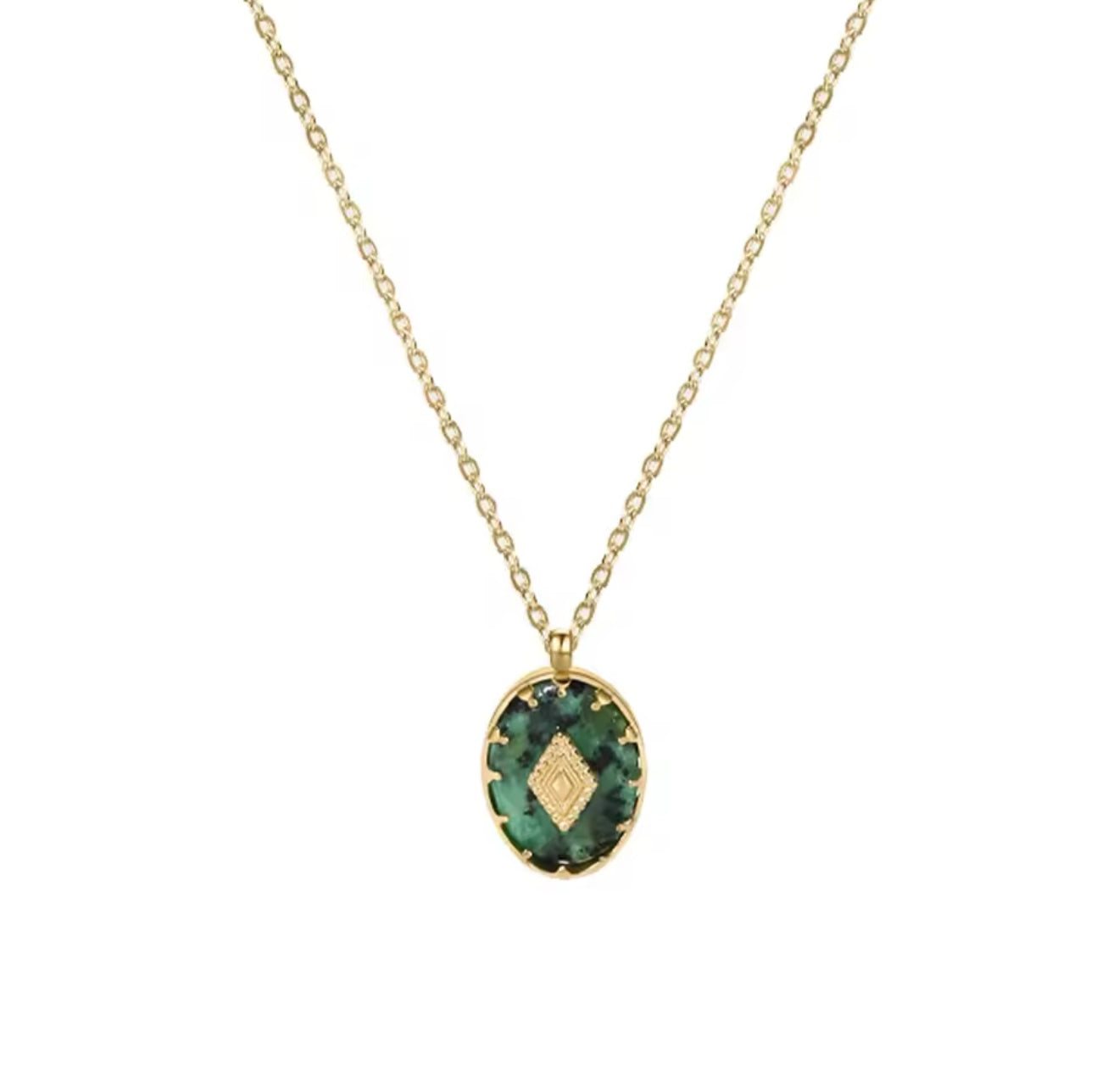 African Turquoise Necklace - Gold