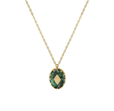 African Turquoise Necklace - Gold