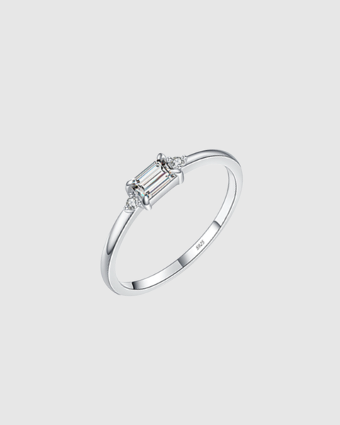 Mini Baguette Crystal Ring - 925 Sterling Silver - Gold & Silver