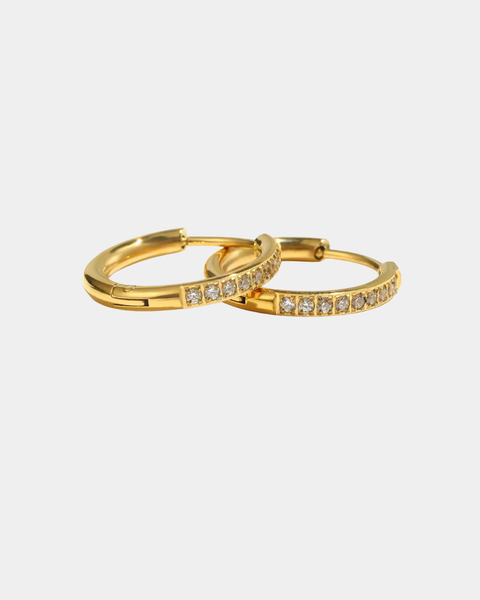 Crystal Hoop Earrings - Gold