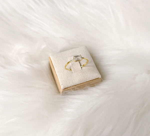 Baguette Crystal Ring in Gold - 925 Sterling Silver
