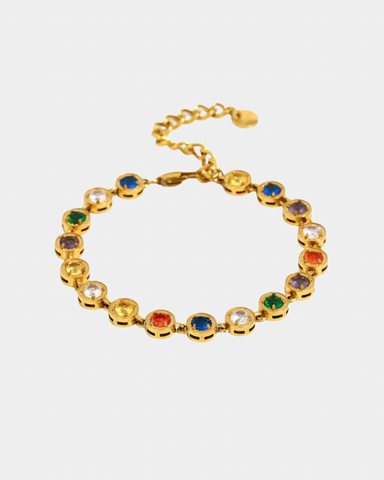 Rainbow Crystals Bracelet - Gold