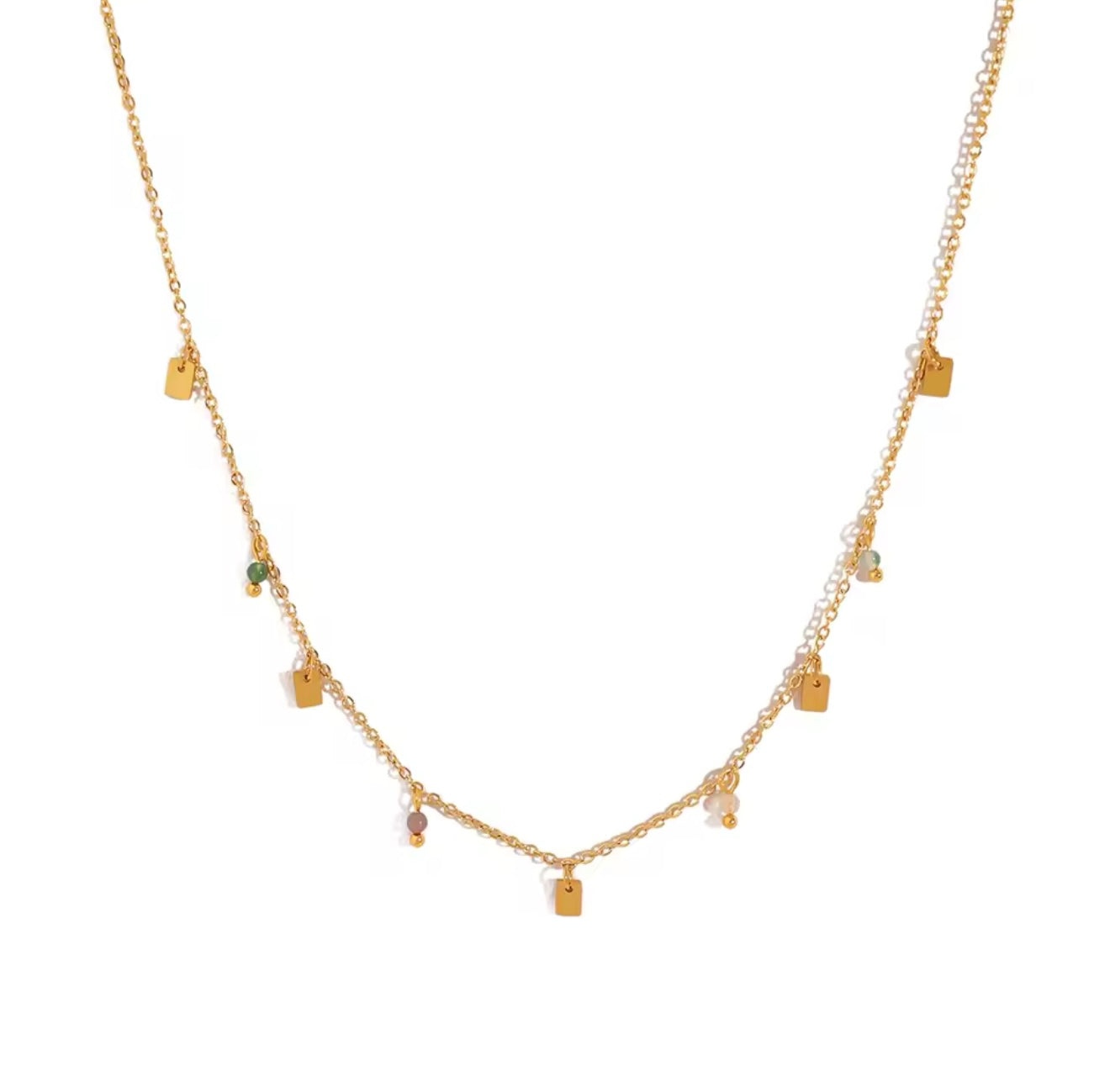 Indian Agate Boho Necklace - Gold