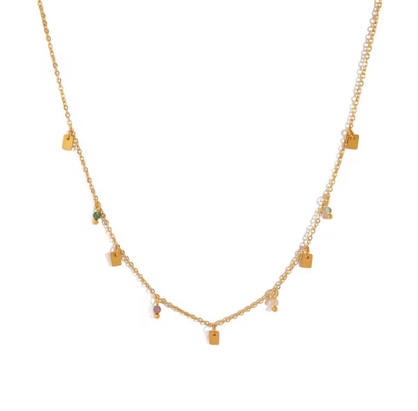 Indian Agate Boho Necklace - Gold