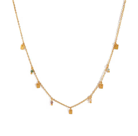 Indian Agate Boho Necklace - Gold