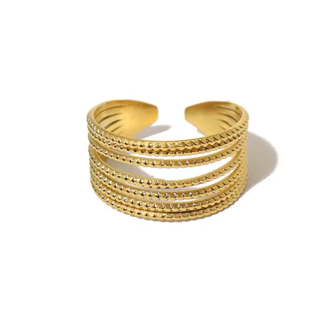 Hammered Layered Ring - Gold