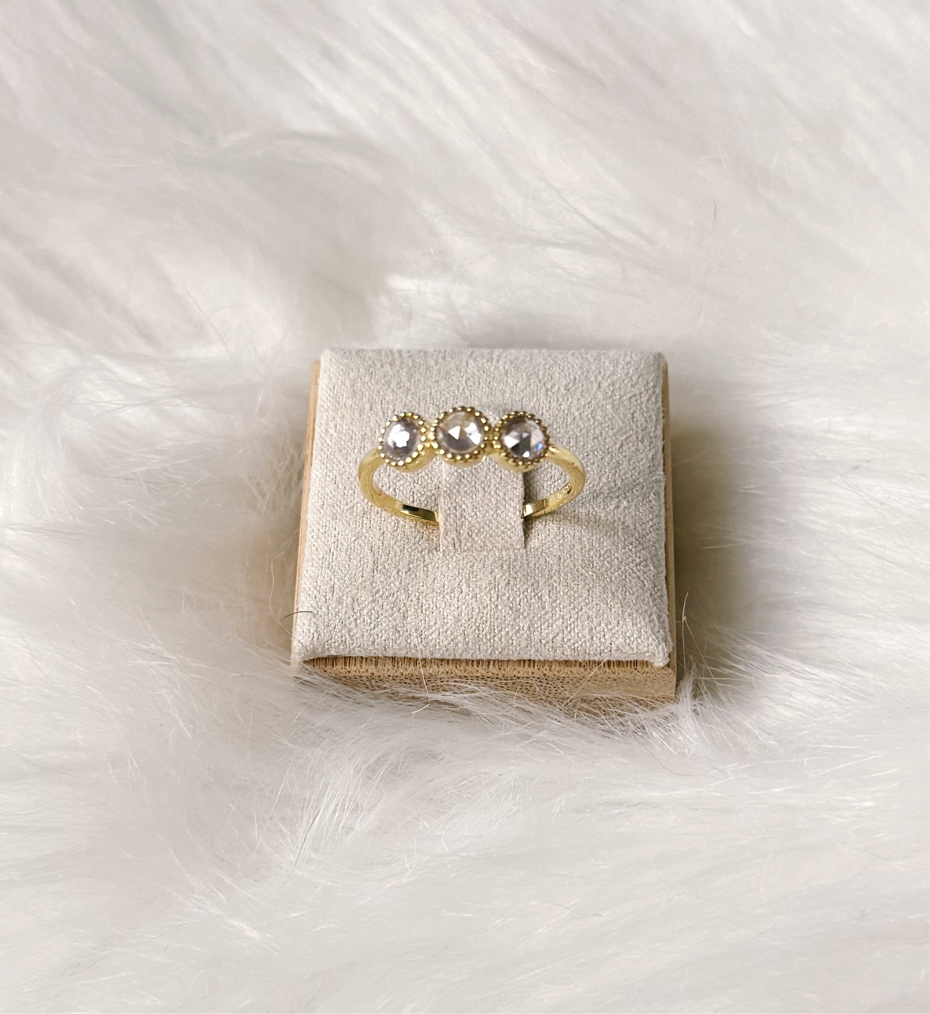 Triple Crystal Ring in Gold - 925 Sterling Silver