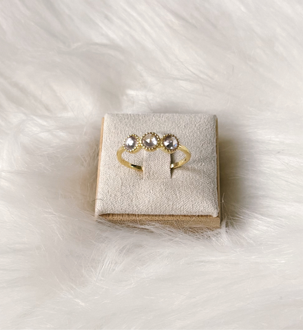 Triple Crystal Ring in Gold - 925 Sterling Silver